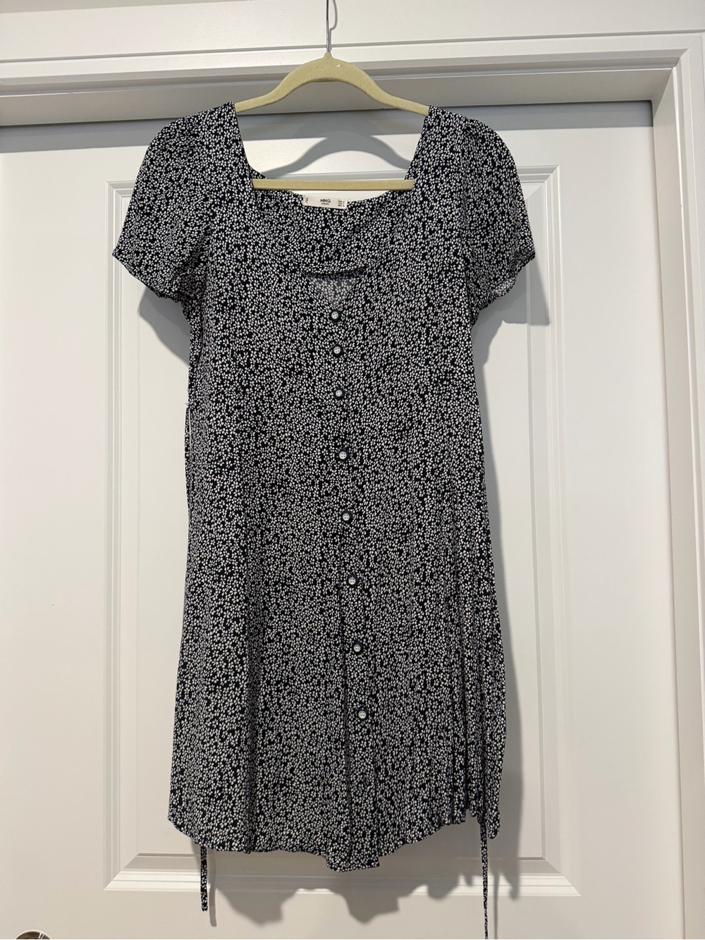 Mango Navy and White Ditsy Floral Dress
